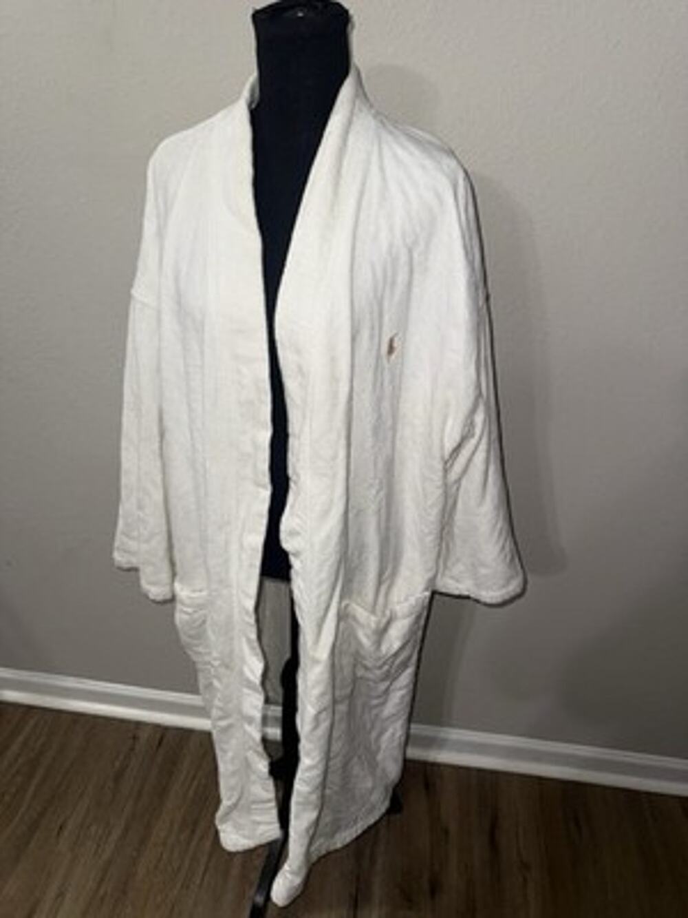 Polo Ralph Lauren White Terry Cloth Robe Size L/XL Embroidered Pony Logo READ